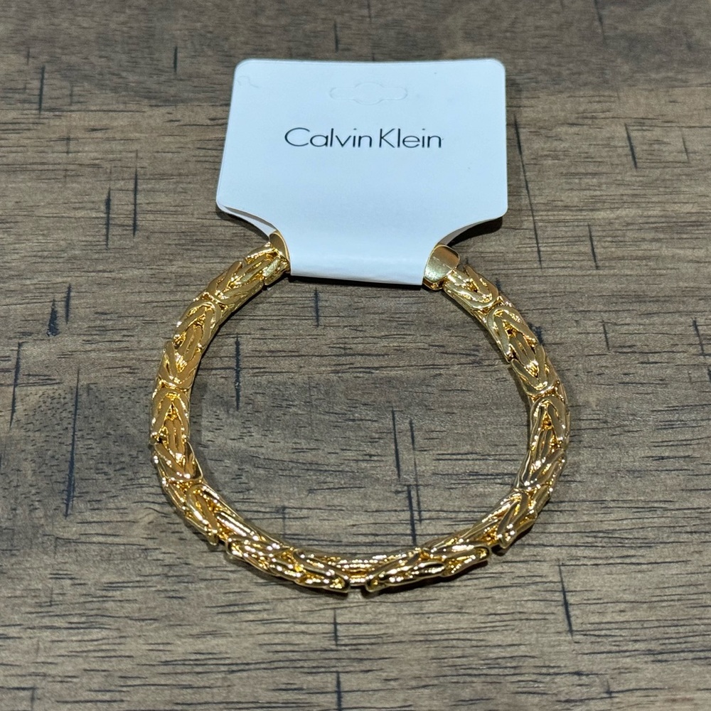 CALVIN KLEIN 7” Gold Chain Bracelet Byzantine NEW